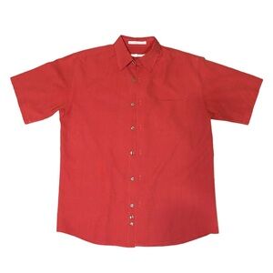 Perry Ellis Red Orange Short Sleeve Button Up - S